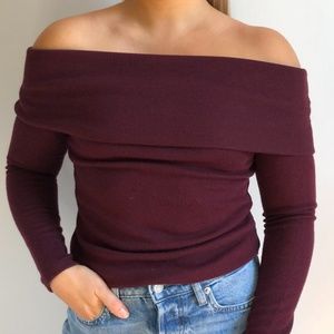 Forever21 Maroon/Cabernet off-shoulder sweater